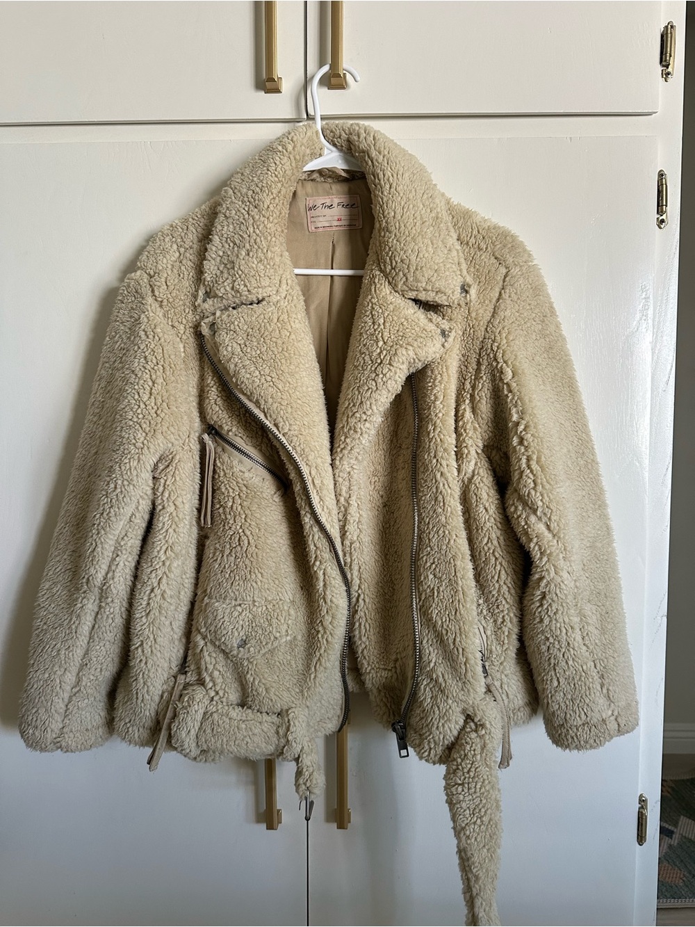 Free People cream teddy coat Size XS